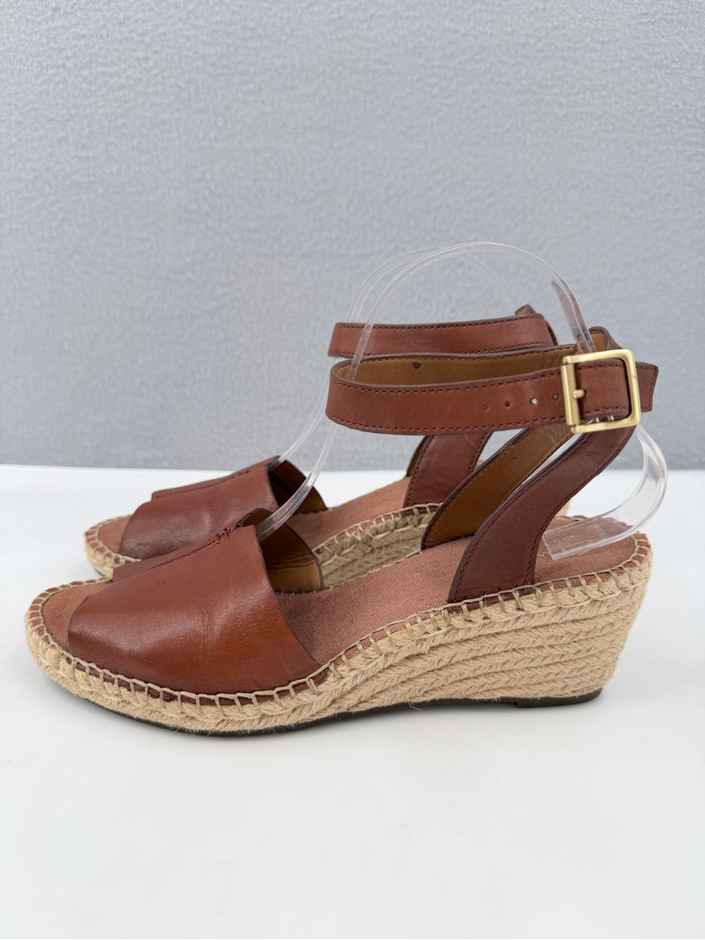 Clarks Petrina Selma Wedge Espadrille Heel Sandals Women's 9.5 Brown Ankle Strap - Picture 3 of 16